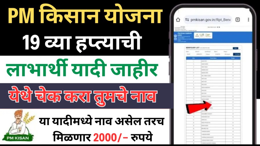 Pm kisan beneficiary list 2025 : 19 व्या हप्त्याची 2000/- रू. रक्कम; पात्र शेतकऱ्यांचे यादीत नाव तपासा