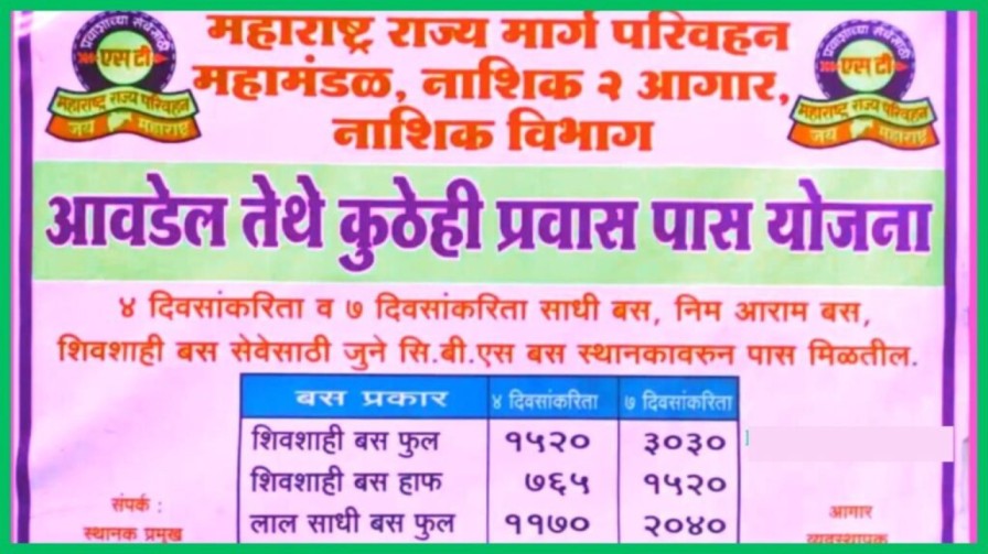 खुशखबर 2025 पासून महाराष्ट्रात ST ने कोठेही फिरा फक्त 585 रुपयात! महामंडळाची सर्वोत्तम योजना